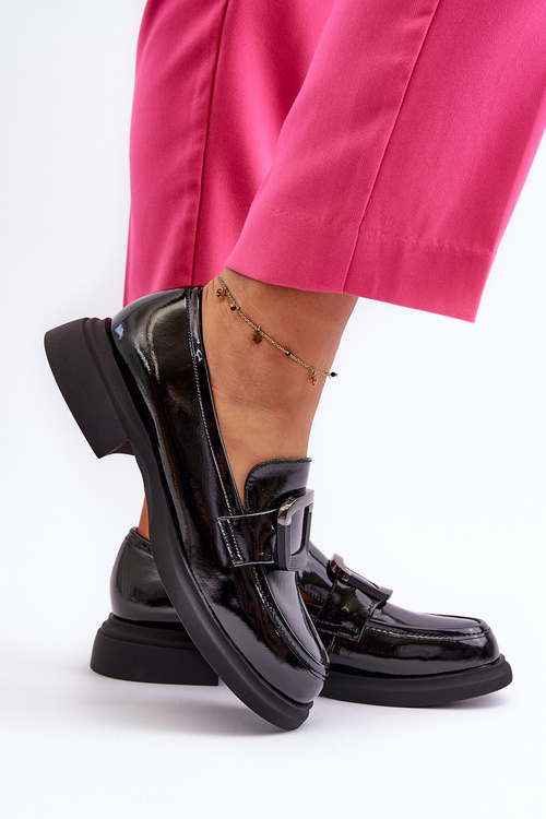 Чорні жіночі лаковані мокасини Fidodia