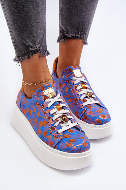 Шкіряне спортивне взуття на платформі Maciejka 06191-06 синій