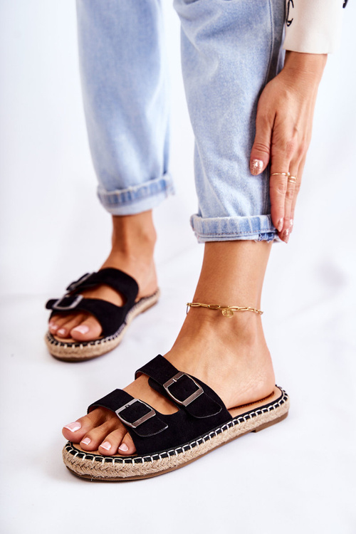 Класичні замшеві жіночі тапочки Black Casilda