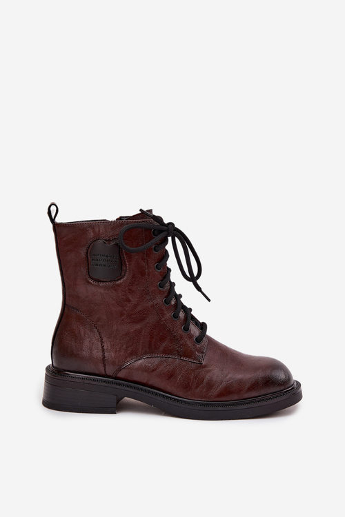 Шкіряні жіночі черевики з декоративним елементом Maciejka K7180-01 коричневі