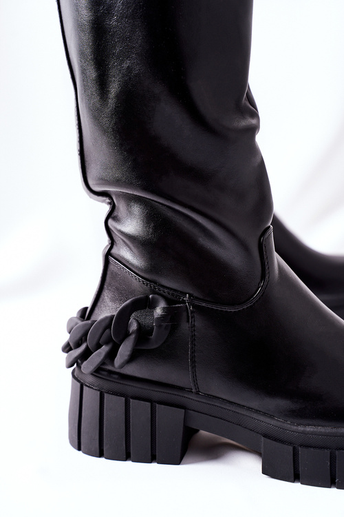 Чорні високі чоботи на ланцюжку Black Teardown