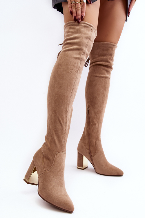 Класичні замшеві чоботи бежеві Clarissa