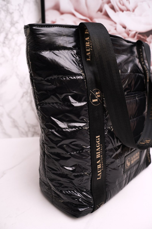 Велика сумка для покупок LAURA BIAGGI Чорно-золотий логотип