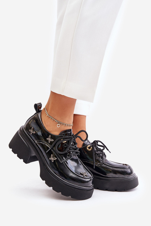 Туфлі жіночі лаковані з декором Натуральна шкіра Artiker 55C1011 Чорні