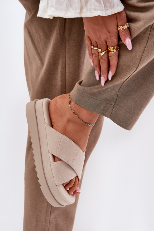 Жіночі Сандалі На Платформі З Переплетеними Ремінцями Бежеві Rinasara