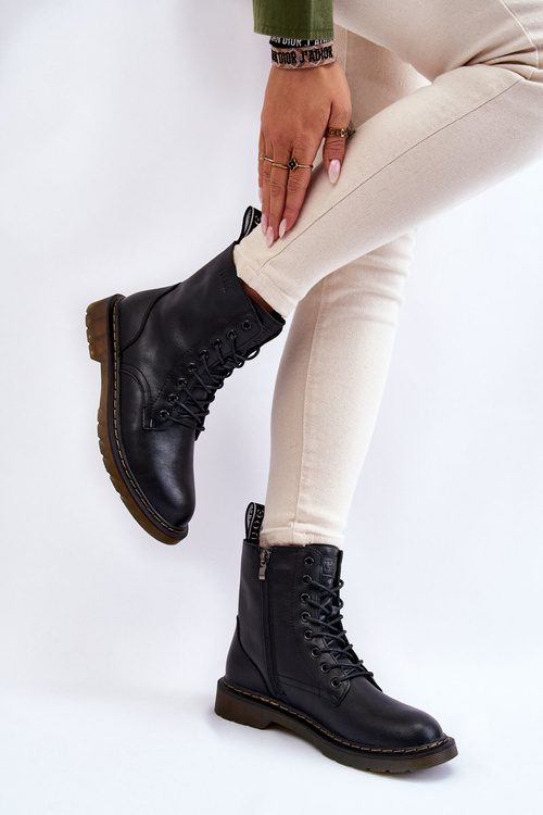 Жіночі шкіряні теплі черевики на слайдері GOE II2N4060 Чорні