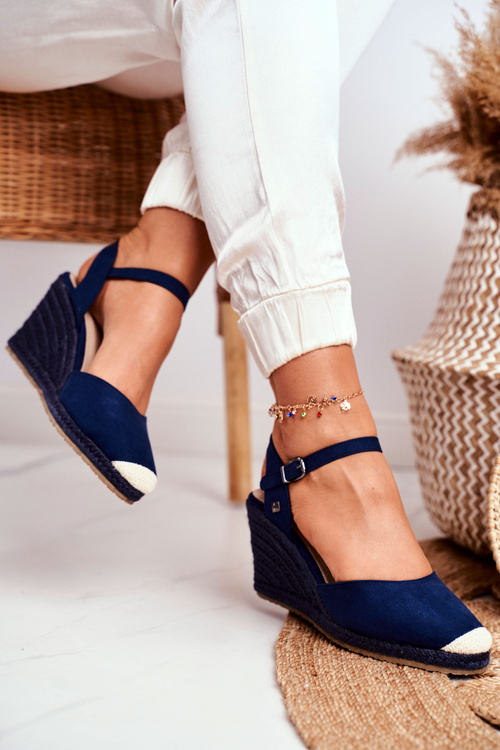 Жіночі босоніжки на танкетці Big Star Navy DD274A172