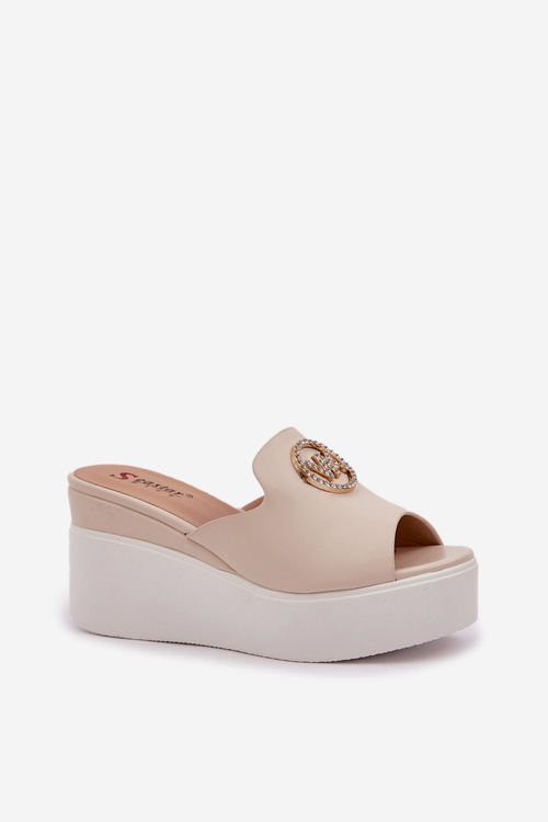 Сандалі На Платформі І На Каблуці З Декорацією Світло-бежеві Nanessia