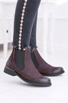 Жіночі темно-бордові шкіряні чоботи на шпильці Fields