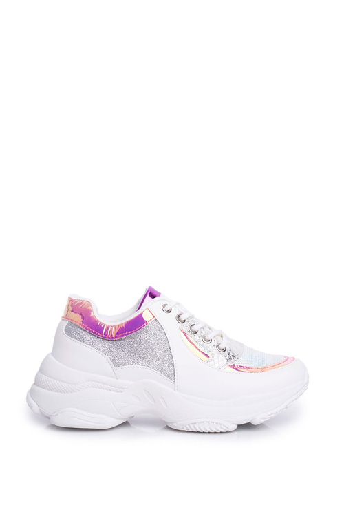 Спортивні жіночі туфлі з парчі білі Vebi