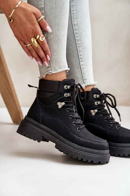 Жіночі чорні черевики Rabaria на шнурівці