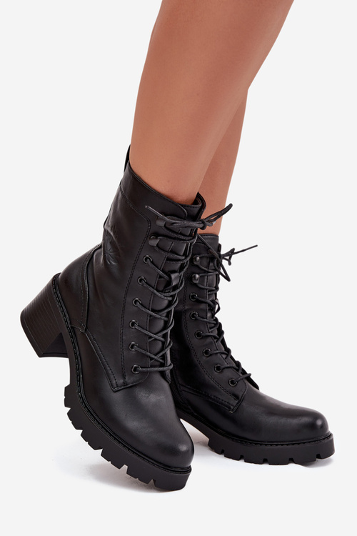 Жіночі робочі ботфорти на блоці Vinceza 89136 чорні