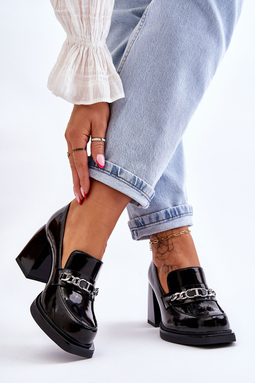 Зручні човники на масивних підборах Чорний Julien