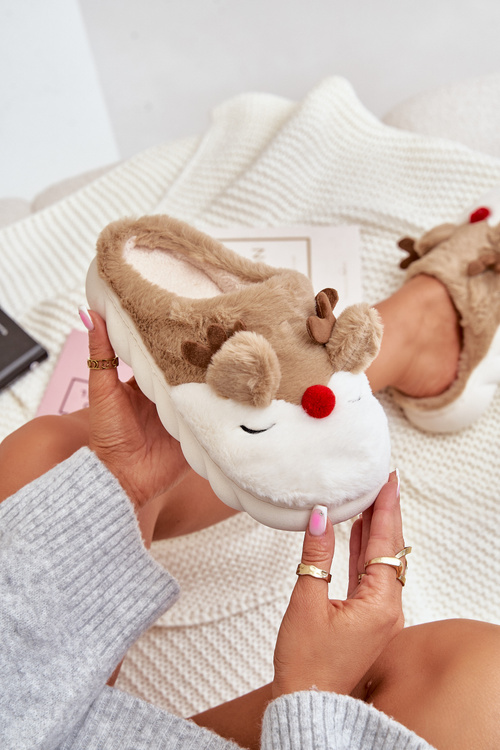 Жіночі коричневі тапочки з мотивом північного оленя Wistira