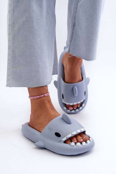 Жіночі легкі поролонові шльопанці з мотивом акули синього кольору Kasila