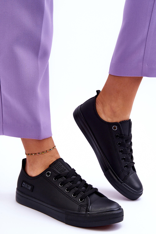 Жіночі низькі шкіряні кросівки Big Star KK274011 Чорні