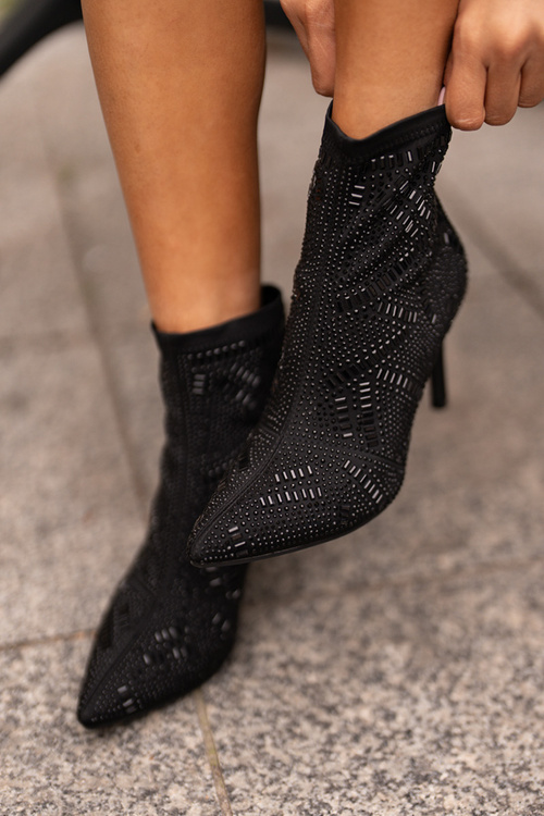 Декоративні чобітки на шпильці S.Barski HY42-161 Чорні