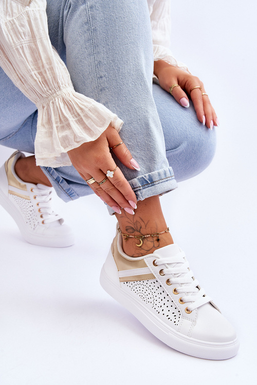 Класичне спортивне взуття з ажурним візерунком Біло-Золотий Веселий