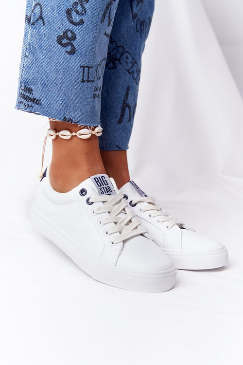 Жіночі шкіряні кросівки BIG STAR BB274211 Білі темно-сині