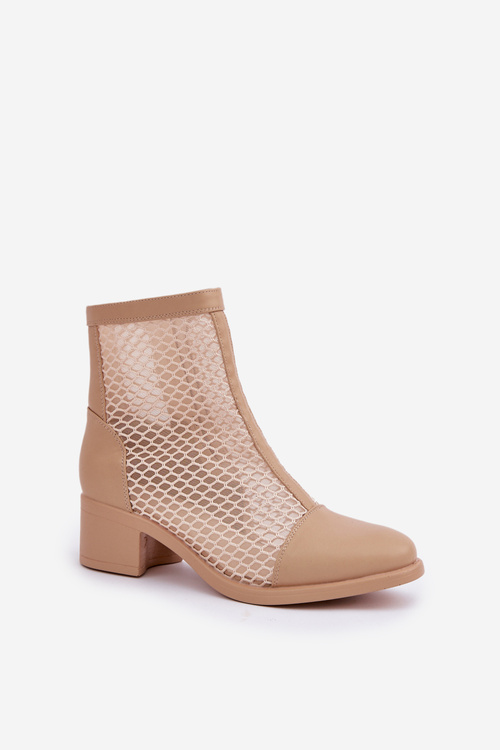Жіночі Чоботи З Мережі На Каблуку Бежеві Lithyia