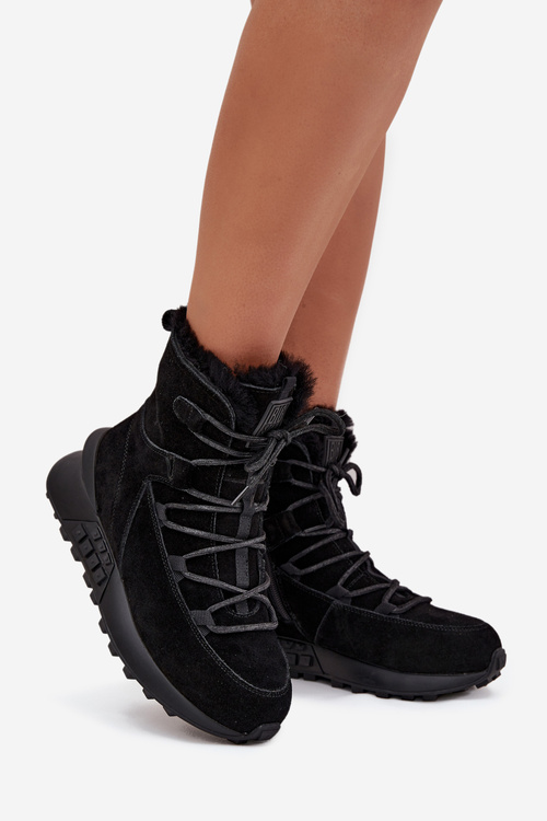 Замшеві Зимові Чоботи Для Жінок З Шерстю Big Star SS274319 Чорні