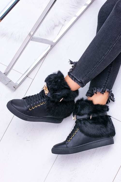 Чорні чоботи Lu Boo з натуральним хутром Gisele