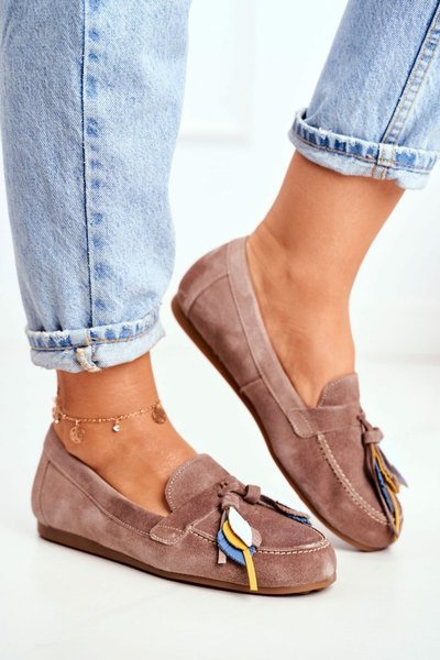 Жіночі лофери Maciejka Leather Beige 04494-04/00-5