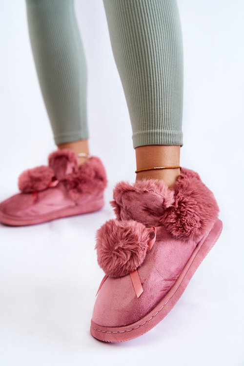 Жіночі хутряні сліпони з помпоном рожеві Noemi