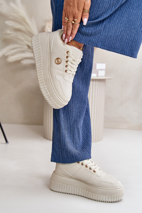 Кросівки жіночі спортивні утеплені на масивній підошві бежеві Verissha