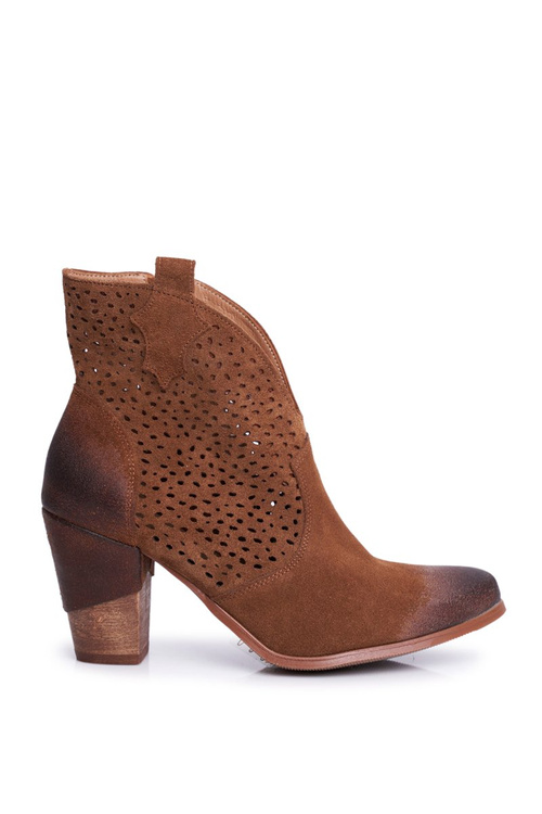 Жіночі велюрові ковбойські чоботи на шпильці Exquisite Brown 1170