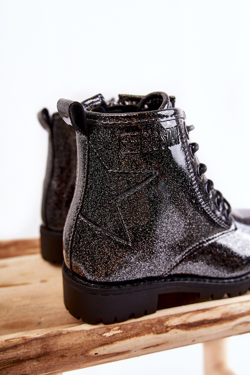 Дитячі лаковані теплі черевики Big Star II374047 Чорно-срібний