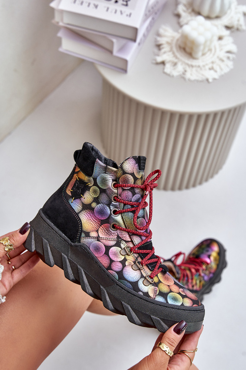 Шкіряні жіночі теплі ботильйони Maciejka 06146-39 Multicolor