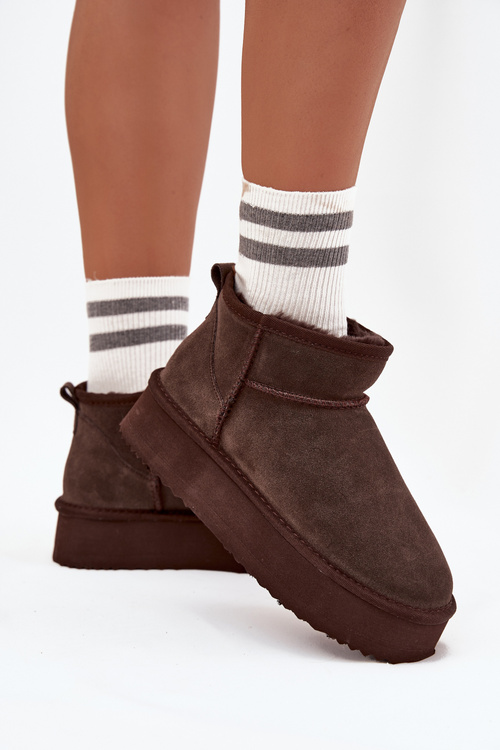 Замшеві зимові чоботи для жінок Vinceza 97962 Шоколадні