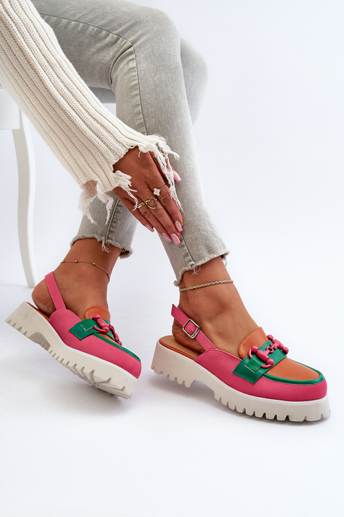 Жіночі босоніжки на плоскій підошві з помаранчевим декором D&A MR38-656