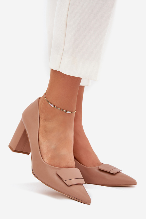 Туфлі На Каблуку З Декором Темно-бежеві Celira