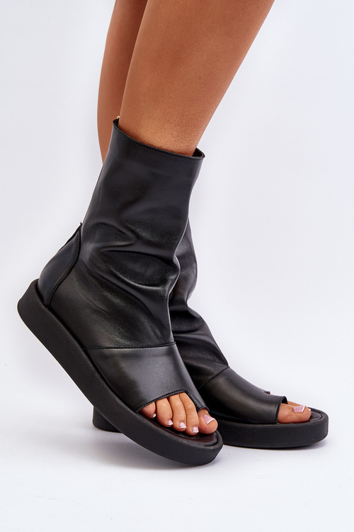 Zazoo 3441 Жіночі шкіряні босоніжки з чорним верхом