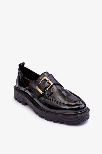 Лаковані шкіряні балетки з пряжкою Black Meara