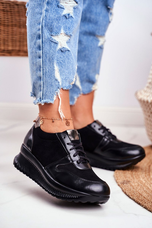 Жіноче спортивне взуття шкіряне чорне Gianna