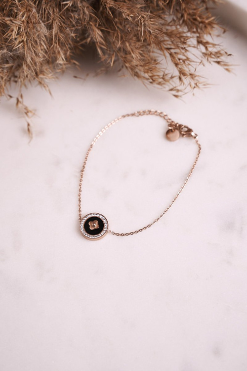 Браслет із конюшиною та кубічним цирконієм удачі з рожевого золота