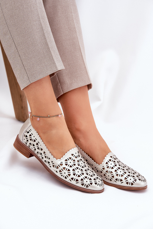 Шкіряні Перфоровані Жіночі Мокасини S.Barski LR51-646 Золоті