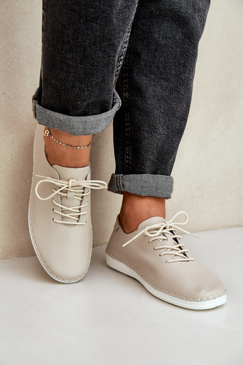 Шнуровані Черевики З Природної Шкіри D&A LR51-645 Бежеві