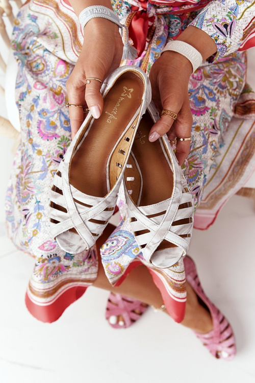 Жіночі шкіряні балетки бежево-сірі 04506-04