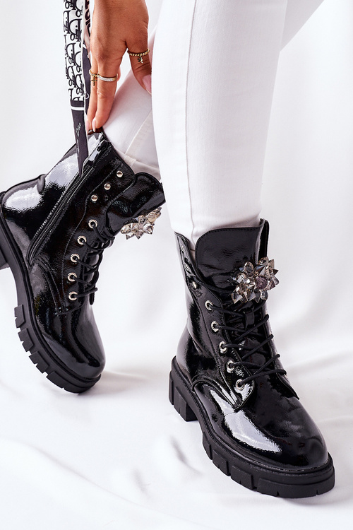 Жіночі плоскі черевики Чорні кристали Tweten