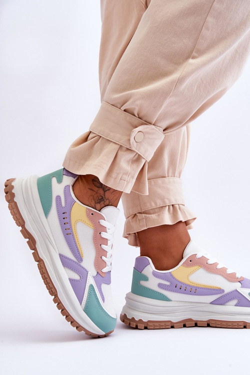 Жіноче модне спортивне взуття на платформі різнокольоровий жоржет