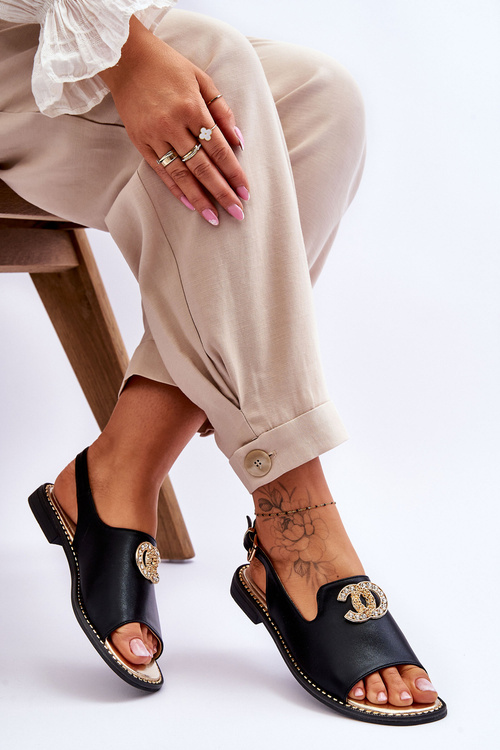 Жіночі босоніжки з декором S.Barski KV-2775-49 Чорні