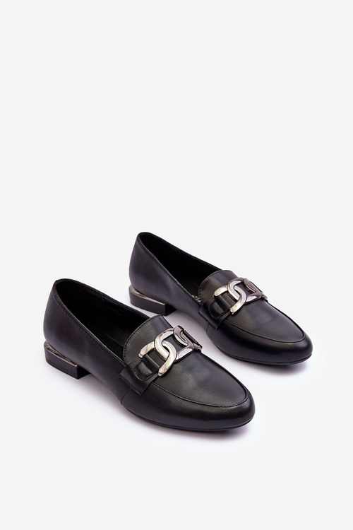 Жіночі мокасини з прикрасами Чорні Camilena