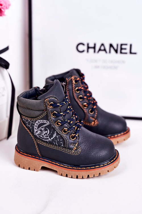 Дитячі утеплені чоботи на гумовій підошві Темно-сині Bobby