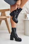 Шкіряні жіночі ботильйони на підборах утеплені D&A JC42-37 чорні