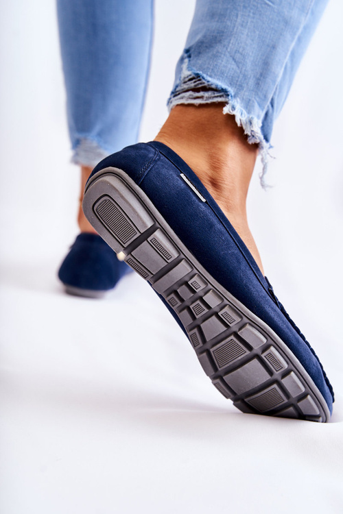 Жіночі замшеві лофери темно-сині Millare