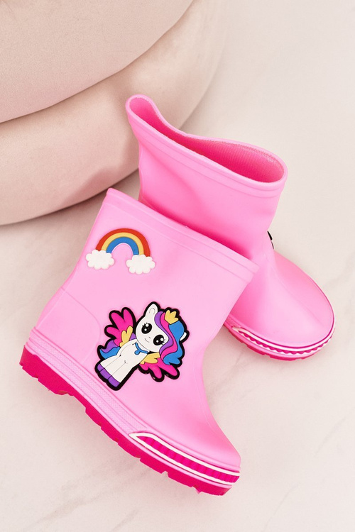 Дитячі резинові чоботи з поні рожеві